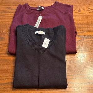 LOFT Sweet Romeo women’s  Black and Burgundy Sweaters size large NWT #179